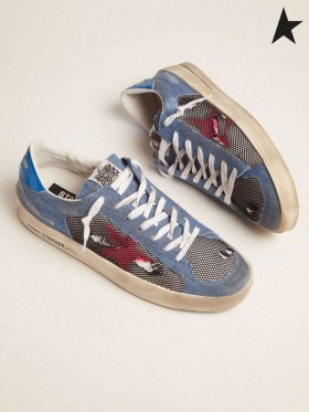 Golden Goose Limited Edition LABORATORIO denim Stardan sneakers fucsia con stelle blu fucsia