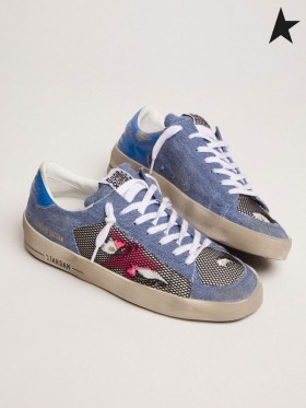 Golden Goose Limited Edition LABORATORIO denim Stardan sneakers fucsia con stelle blu fucsia