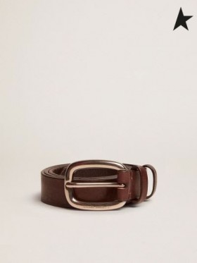 Golden Goose Marrone Houston cintura in pelle lavata luce blu