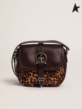 Golden Goose Piccolo Rodeo Bag in pelle nera e leopard-print pony pelle nero