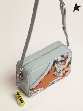 Golden Goose Celadon Stelle Borsa in pelle martellata con stampa jacquard e caramello colorato star rosso rosso argento