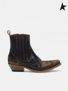 Golden Goose Nero invecchiato pelle Santiago caviglia stivali
