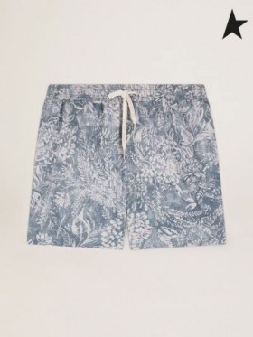 Golden Goose Elvis Golden Resort Capsule collection pugili in blu vintage con contrasto bianco toile de jouy stampa blu