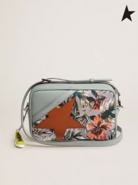 Golden Goose Celadon Stelle Borsa in pelle martellata con stampa jacquard e caramello colorato star rosso rosso argento