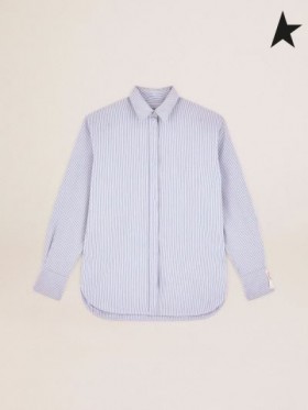 Golden Goose camicia a righe bianco azzurro
