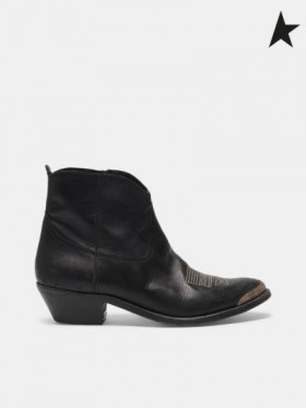 Golden Goose Giovani ankle boots in pelle con cowboy decorazione in stile nero scarpe da ginnastica