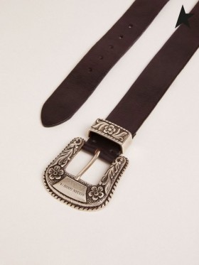 Golden Goose pizzo cintura in pelle nera con colore d'argento decorato con fibbia nero