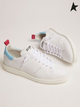 Golden Goose White Starter LTD scarpe da ginnastica con la luce blu scheda di tacco bianco azzurro