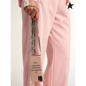 Golden Goose rosa Pallido Caso per il iPhone 12 e 12 Pro contrasto con scritte nere rosa