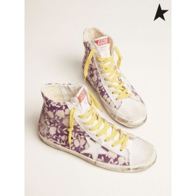 Golden Goose Francy LTD scarpe da ginnastica in tela con motivo floreale bianco giallo
