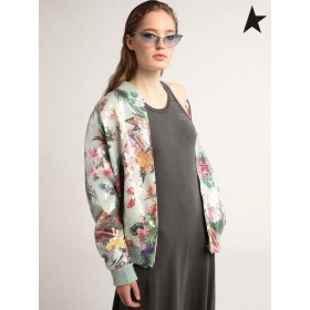 Golden Goose Viaggio collezione Erika bomber con all-over di stampa tropicale e paillettes verde rosso Multicolore