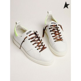 Golden Goose White Starter LTD scarpe da ginnastica con il giallo fluo scheda di tacco