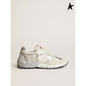 Golden Goose Papà-Star sneakers in bianco e grigio in pelle scamosciata con pelle bianca stella bianca