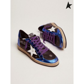 Golden Goose Black Ball Star sneakers blu laminato inserti e scheda di tacco nero bianco