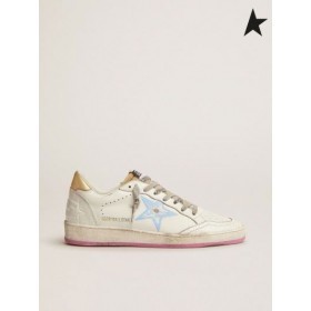 Golden Goose Palla Star sneakers con oro pelle laminata scheda di tacco e schiuma di lingua in gomma bianca