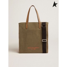 Golden Goose Nord-Sud della California Bag color verde militare tela caffè