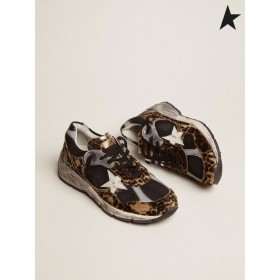 Golden Goose Papà-Star sneakers in leopard print, pony pelle leopardo nero