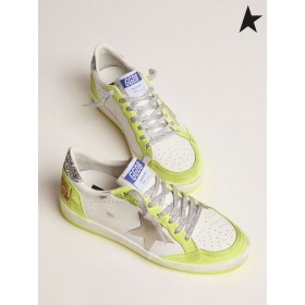 Golden Goose White Ball Star sneakers con inserti giallo fluo e glitter