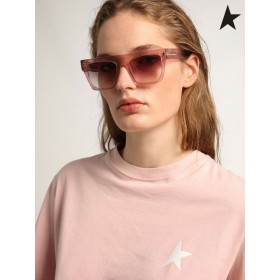 Golden Goose Lavanda Stella rosa collezione di T-shirt con stella bianca in fronte lavanda rosa