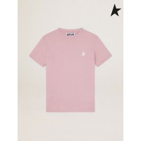 Golden Goose Lavanda Stella rosa collezione di T-shirt con stella bianca in fronte lavanda rosa