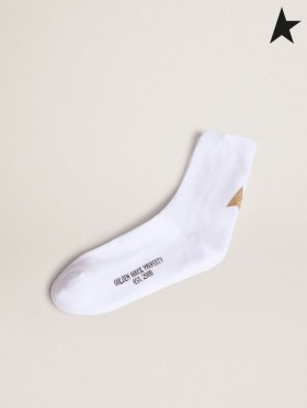 ゴールデングースの白色タ収集ソックスと金色グリッタースター白