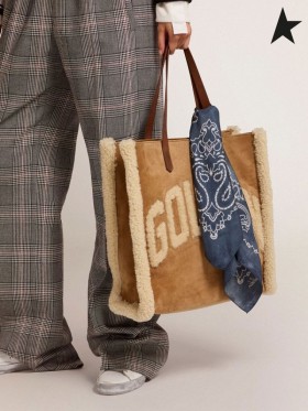 ゴールデング、北-南カリフォルニアバッグ、スエードレザー shearling ーでのコーヒー