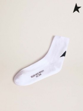 ゴールデングースの白色タ収集ソックスと黒星白