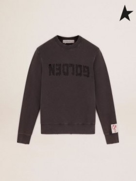 ゴールデングースの黄金の回収sweatshirtとロゴアンスラサイトグレーと投処理ダークグレー