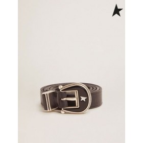 ゴールデングースブラックレザーヒルベルトとのトーン-シュバックル黒