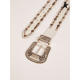 ゴールデングレースベルトカラーのレザーカスタッズ白