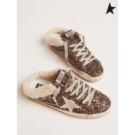 ゴールデングーススーパースターサボイスニーカーとキラキラとshearlingライニング赤