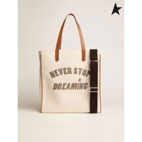 Golden Goose California North-South Never Stop Dreaming glitter bag brown