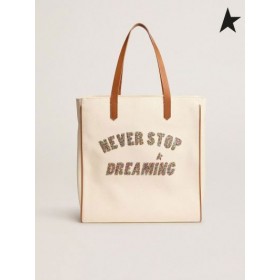 Golden Goose California North-South Never Stop Dreaming glitter bag brown