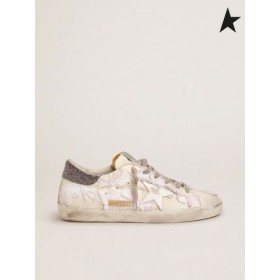 ゴールデングーススーパースター白のスニーカーとのスワロフスキークリスタル白