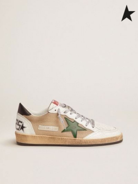 Golden Goose Ballen Stjerners joggesko i skinn og mesh med svart hæl kategorien svart grønn