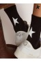 Golden Goose Svart Stjerners samling sokker med kontrasterende white star svart
