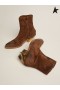 Golden Goose Stjerners boots i brun vart semsket skinn med skulpturelle hæl med en metallisk finish brun