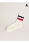 Golden Goose Vintage hvite sokker med slitte detaljer og to-tone striper brun rød mørk blå blå