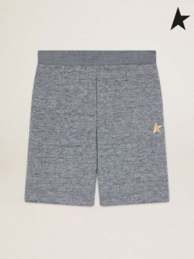 Golden Goose grå Melange Diego Stjerners samling Bermuda shorts med gull stjerne på front-grå