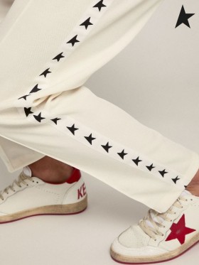 Golden Goose Papyrus hvit Doro-Stjerners samling jogge bukser med sorte stjerner på sidene hvit