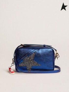 Golden Goose Stjerners Bag laget av blå laminert skinn med Swarovski star Hud Farge