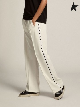 Golden Goose Papyrus hvit Dorotea Stjerners samling jogge bukser med sorte stjerner på sidene hvit