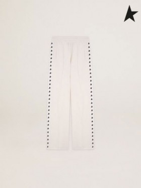 Golden Goose Papyrus hvit Dorotea Stjerners samling jogge bukser med sorte stjerner på sidene hvit