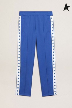 Golden Goose Lys blå Doro-Stjerners samling jogge bukse med hvit stripe og lys blå stjerner på sidene lys blå hvit