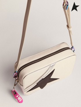 Golden Goose Stjerners Veske i hvitt hamret skinn, metallic silver og sort glitter stjerners hvit