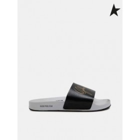 Golden Goose Poolstars Joggesko med svart reim og gull logo black gold farge