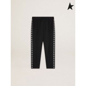 Golden Goose Svart Doro-Stjerners samling jogge bukser med hvite stjerner på sider sort