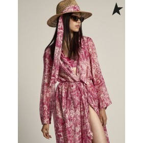 Golden Goose Esmeralda Golden Resort Capsule collection kaftan i vintage red med kontrast hvit toile de jouy-print-rød