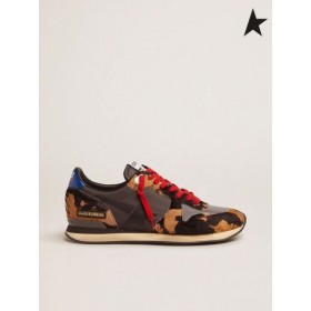 Golden Goose joggesko Joggesko med ponni hud og teksturert nylon setter svart hvit rød