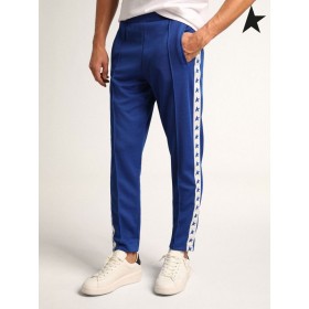 Golden Goose Lys blå Doro-Stjerners samling jogge bukse med hvit stripe og lys blå stjerner på sidene lys blå hvit